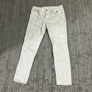 American Eagle White Denim Ripped Jeans
